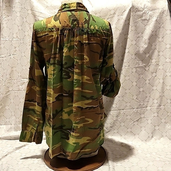 Denim & Supply Ralph Lauren Green Brown Camouflage Button-down Shirt Size Medium - Picture 3 of 9